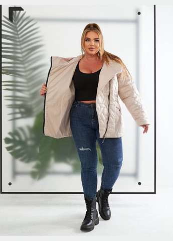 Молочна демісезонна жіноча демісезонна куртка колір графіт New Trend