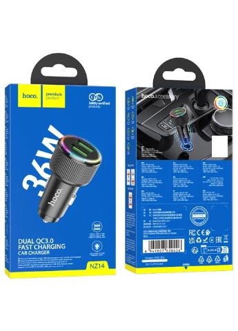 АЗП NZ14 Guerrero QC3.0 18W total 38W (2USB-A) Hoco (382391720)