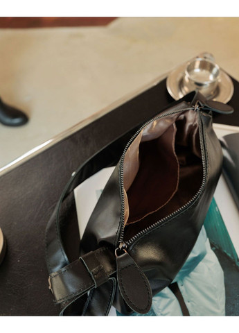 Жіноча сумка чорна з натуральної шкіри м'яка з блискавкою для молоді з плечовим ременем ProDobro (367264536)