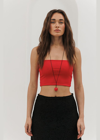 Кроп-топ черный с бретелями из резинки Arjen — 294907339