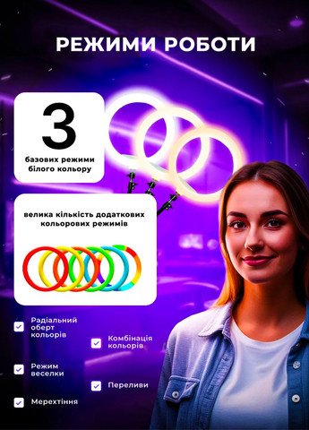 Кольцевая лампа двухсторонняя 3D с эффектом кристалла RGB LED лампа кольцо с держателем для телефона селфи кольцо Україна (362272081)