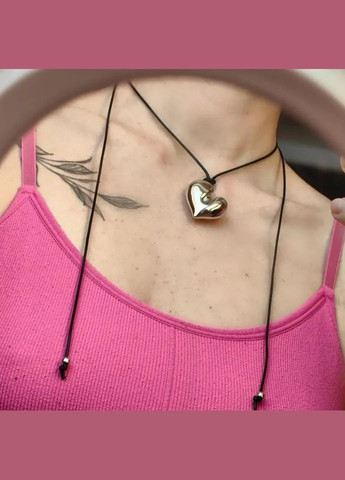 Стильна підвіска з сердечком на шнурочку, кольє з сердечком на шнурку, кулон з серденьком, підвіска, ланцюжок Fashion Jewelry (339102905)