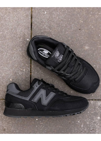 Чорні Осінні кросівки чоловічі new balance 574 total black нью беланс 574 No Brand