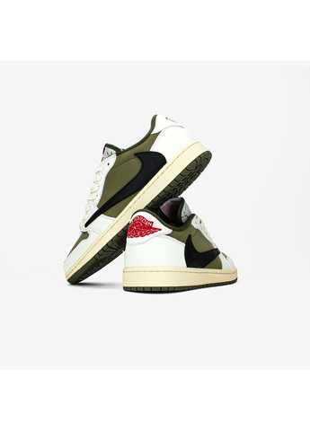 Кроссовки женские и мужские Nike Air Jordan 1 Retro Low OG SP Travis Scott Khaki White Black | Найк Аир Джордан 1 Ретро хаки No Brand хаки демисезоны (369370206)