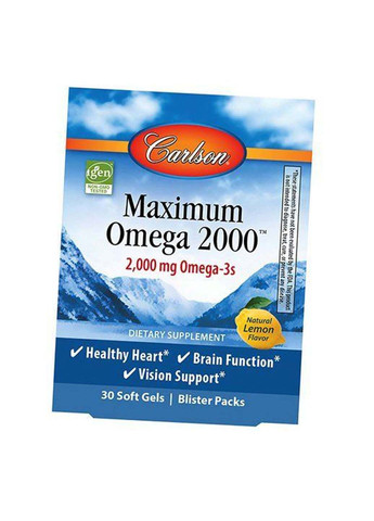 Maximum Omega 2000 Travel Packs 30гелкапс Лимон Carlson Labs (292710890)