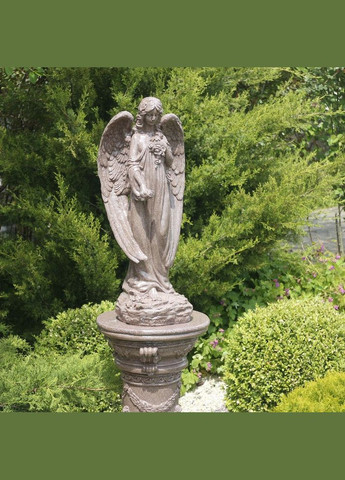 Садовая фигура Ангел с розой красный гранит 76х31х28 см (ССПГ120081) Гранд Презент (285720646)