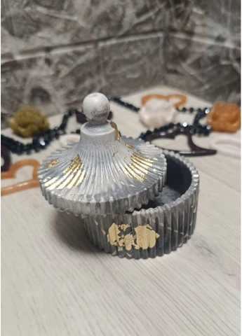 Шкатулка з гіпсу Чорно-біла з золотом Hand Made (382808270)