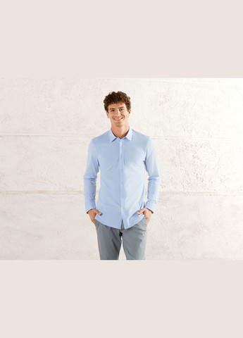 Рубашка поло з бавовняного піке для чоловіка 318800 блакитний Livergy (266895964)