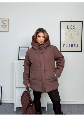 Коричневая зимняя женская куртка из плащевки на синтепоне — замеры в описании куртка-пальто DK/DL Мода без кордонів