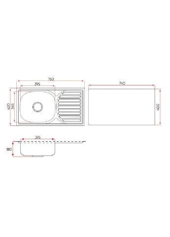 Кухонная мойка нерж. сталь декор LE-5004 DE + сифон (LE-5004 DE) Lemax (387560243)