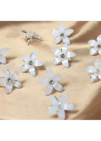 Мини шпильки-цветочки со стразами, набор 10 шт No Brand (352296952)