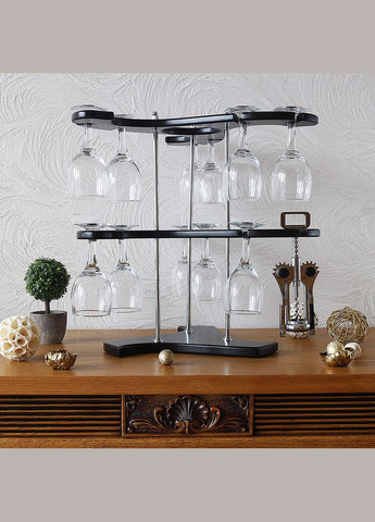 Підставка для вина на 11 келихів зі штопором дерев'яна (SS09184) Гранд Презент (301221696)