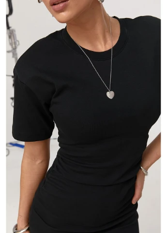 Черное кэжуал платье Lurex однотонное