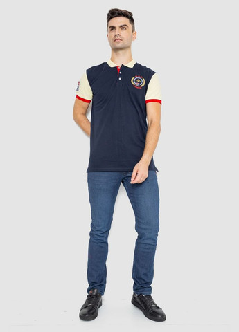 Темно-синяя футболка-поло мужское с принтом для мужчин Ager