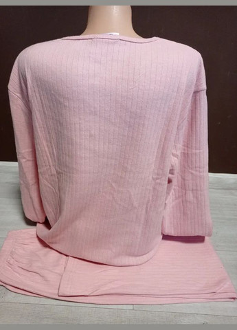 Розовая зимняя теплая пижама женская батал турция 50-54 размеры реглан и штаны кашемир графит лонгслив + брюки No Brand Піжама