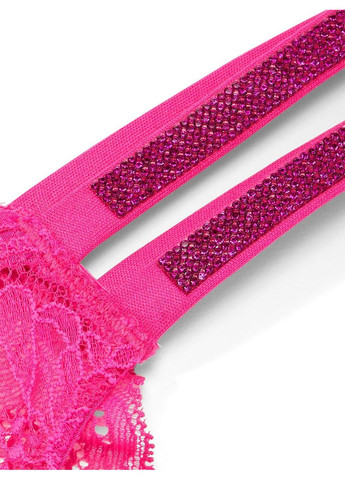 Жіночі трусики Double Shine Strap Lace Brazilian XS рожеві Victoria's Secret (290147837)