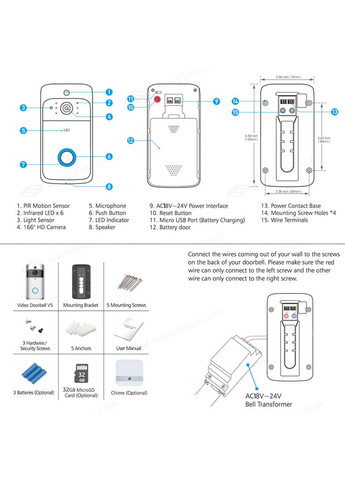 Бездротовий відеодзвінок V5 Смарт Wi-Fi Eken (363321385)