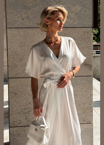 Молочна вечірня, кежуал витончена вечірня сукня з штучного шовку Jadone Fashion однотонна