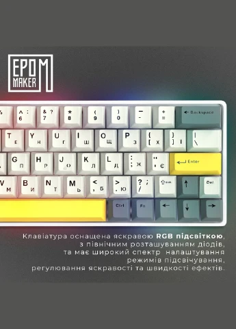 Клавиатура беспроводная EP64 60% Mulan Switch Hot-Swap (2.4G/BT/USB) RGB RU White (EP64-W-M) EPOMAKER (320827610)