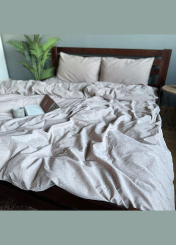 Постільна білизна Washed Cotton Сімейний 150 x 215 дві підковдри Варена бавовна Бежева 70 х 70 No Brand (307470617)