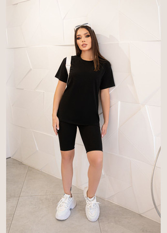 Черная летняя базовая женская футболка с коротким рукавом Fashion Girl Enkel