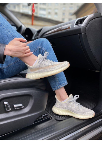 КРОССОВКИ ЖЕНСКИЕ ADIDAS YEEZY BOOST 350 V2 LUDMARK REFLECTIVE LACES АДИДАС ИЗИ БУСТ No Brand серые демисезоны (368869296)