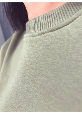 Хакі світшот жіночий 24-14 базовий простий подовжений оверсайз PEPPER MINT однотонний (304062638)