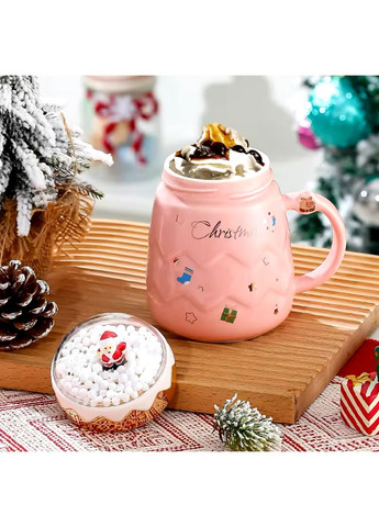 Новогодняя чашка с крышкой в виде снежнего шара с Дедом Морозом зеленого цвета в подарочной упаковке No Brand (315101619)