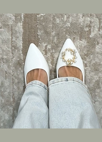 No Brand Весільні жіночі туфлі шкіряні з брошкою перли (знімається) 8 см - Білий колір білий з штучна шкіра, — (322414814)