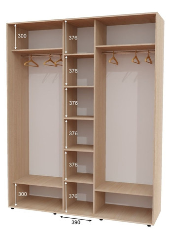 Шкаф-купе трехдверный 200*60*240 см Дуб молочный 3 двери ДСП ШК-04 Алекса (356772891)