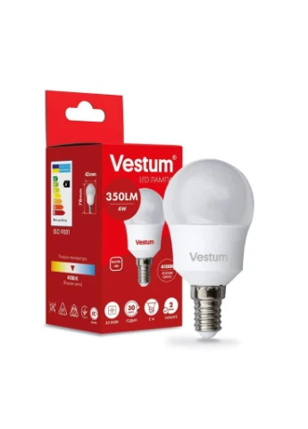 Светодиодная лампа G45 4W 4100K 220V E14 1-VS-1207 (1620188) Vestum (380523169)