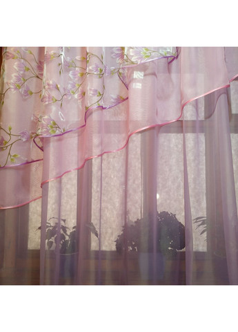 Занавеска кухона готова короткая Алия сиреневая веточка No Brand (372134012)