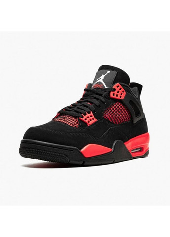Чорні Осінні кросівки чоловічі nike air jordan 4 black red v2 найк аір джордан No Brand