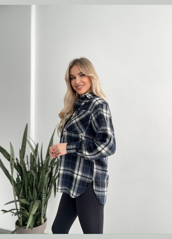 Серо-синяя повседневный, кэжуал рубашка в клетку No Brand