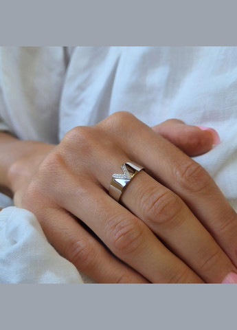 Срібна каблучка в Білих каменях розмір срібло 925 проби Родоване 1578к 1.87г No Brand (339679748)