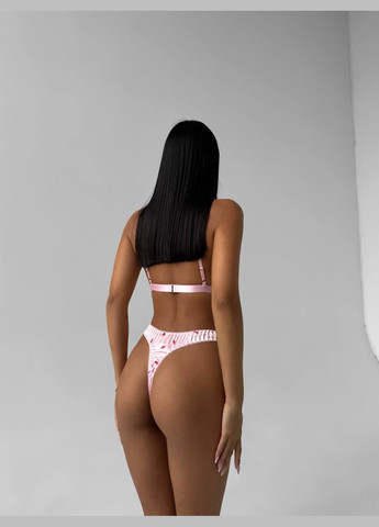 Світло-рожевий демісезонний ніжний комплект з принтом поцілунків No Brand