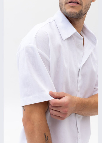 Білий літній льняний кежуал костюм з лого ск з сорочкою, брючний Vakko