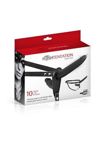 Двойной страпон с вибрацией Vibrating Strap-On with Double Dildo Black Fetish Tentation (369948612)