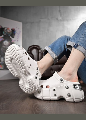 Женские кроксы на платформе meetal white No Brand белые лето (346052545)