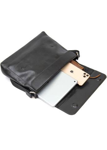 Шкіряна чоловіча прямокутна сумка 11429 Чорний Grande Pelle (298567042)