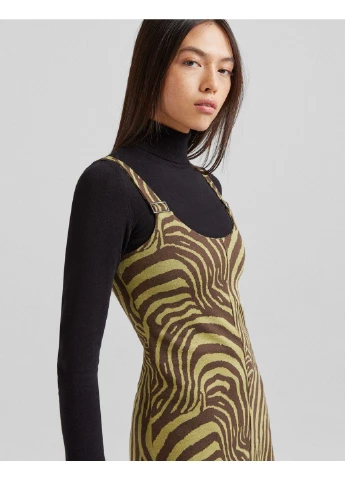Зелена сукня літо,зелений-коричневий, Bershka