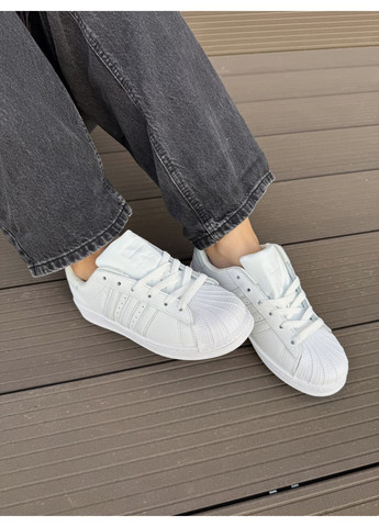 Білі Осінні кросівки чоловічі adidas superstar all white адідас суперстар No Brand