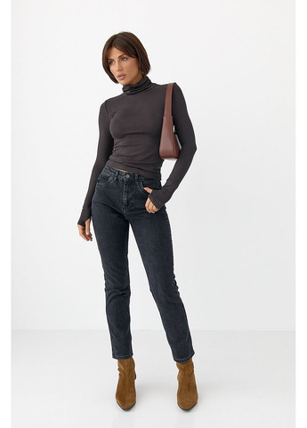 Однотонный гольф с высокой горловиной - черный цвет Lurex (364967880)