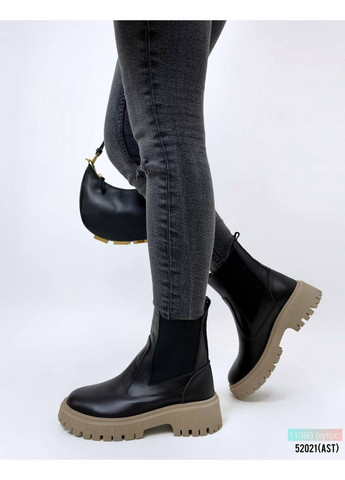 Зимние женские зимние челси натуральная кожа черный цвет челси No Brand без декора