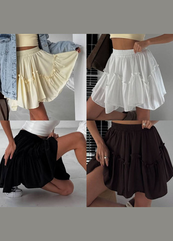 Светло-желтая однотонная юбка цвета банан из турецкого софта на высокой посадке No Brand