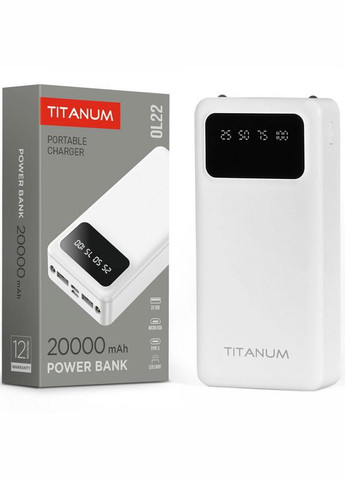 Повербанк 20000mAh OL22 White с фонариком (TPBOL22-W) Titanum