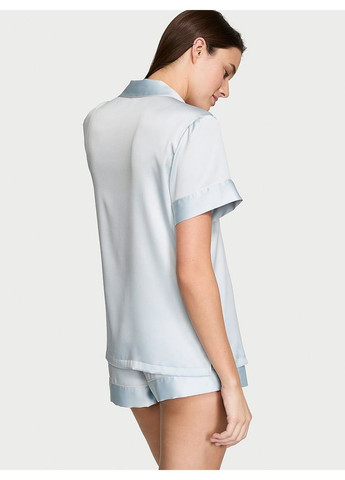 Голубая всесезон пижама satin short pajama set ballad blue Victoria's Secret