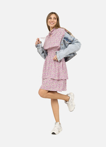 Рожева сукня жіноча зібрана по талії колір рожевий cb-00270134 Yuki