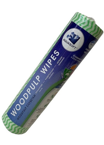 Универсальные салфетки, спанлейс, зелёная волна, 25x30 см, 30 шт. Woodpulp Wipes 30шт (1324546-27060242) Aquasoft (369406698)