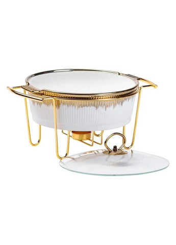 Мармит фарфоровый 1.5 литра настольный круглый мармитница с подогревом Белая HP1035 Yiwu (369142681)